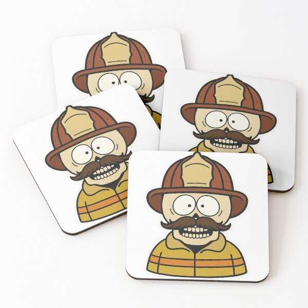 Item preview, Cartoon Firefighter with helmet and an awesome mustache designed and sold by BrinaandPops.