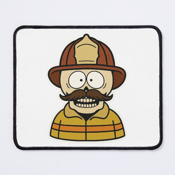 Item preview, Cartoon Firefighter with helmet and an awesome mustache designed and sold by BrinaandPops.