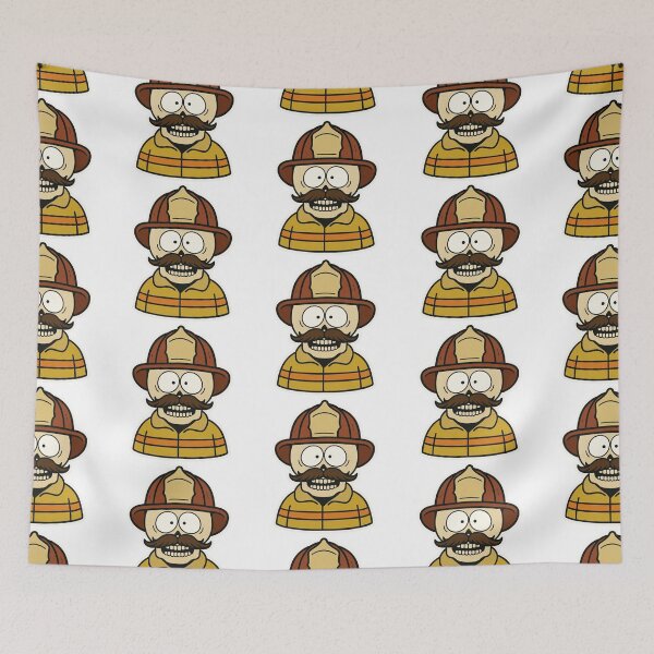 Item preview, Cartoon Firefighter with helmet and an awesome mustache designed and sold by BrinaandPops.