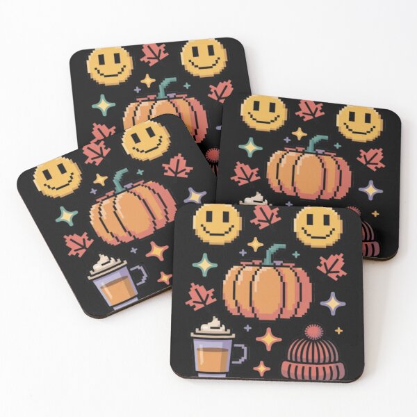 Item preview, Glitch Y2K Smiley Face Coffee Pumpkin Beanie Leaf Star designed and sold by JediKittenWars.