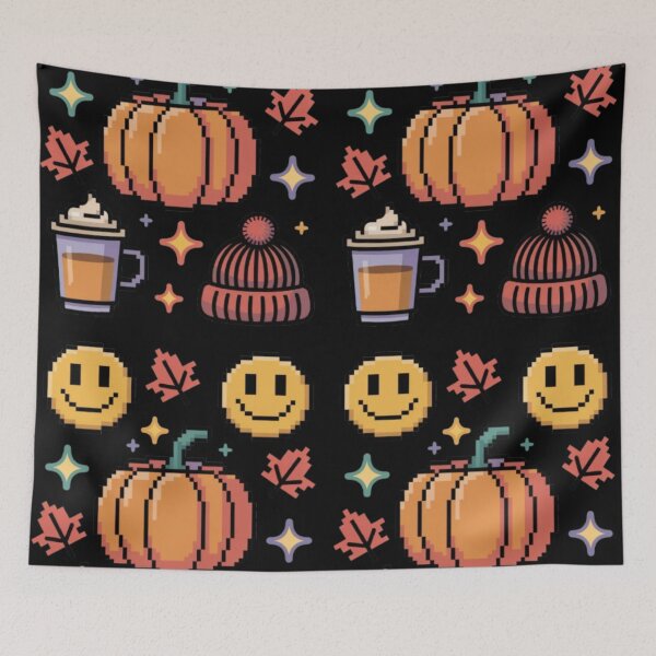 Item preview, Glitch Y2K Smiley Face Coffee Pumpkin Beanie Leaf Star designed and sold by JediKittenWars.