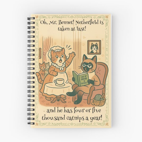 Item preview, Oh, Mr. Bennet! Netherfield Is Taken at Last – Jane Austen Cat Parody designed and sold by Sandy's Cheeky Studio.