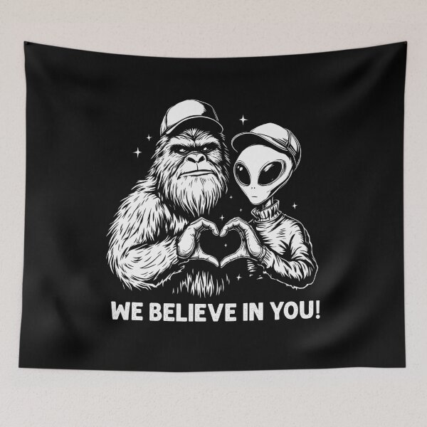 Aperçu de l'œuvre Nous croyons en toi Bigfoot Alien Art créée et vendue par CleanDecor.