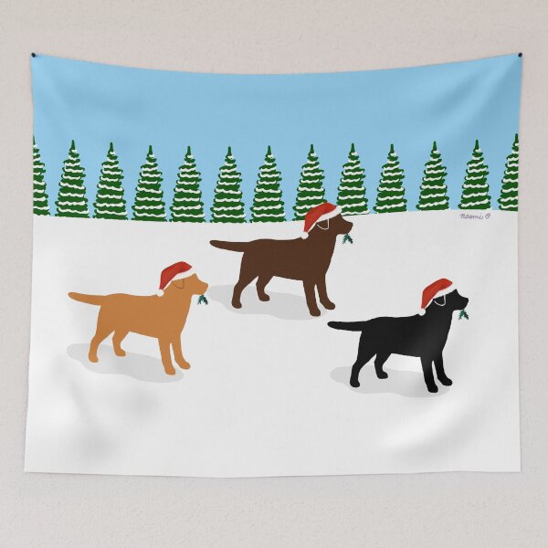 Item preview, Labrador Trio Christmas Snowfield designed and sold by HappyLabradors.