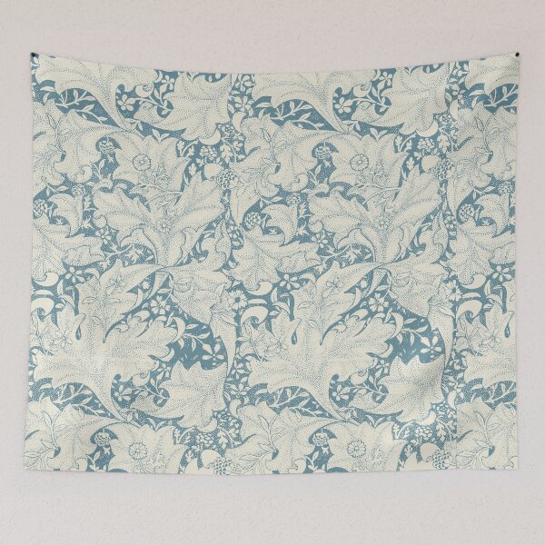 Item preview, William Morris Wallflower floral blue damask  designed and sold by antiqueart.