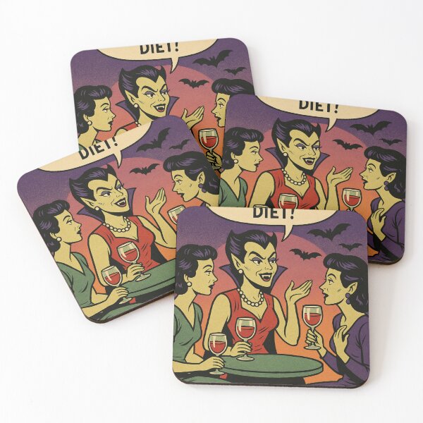 Item preview, Retro 1960s Comic Halloween Horror Art- Vampire Wives Gossip Club designed and sold by JacobKAurumhead.