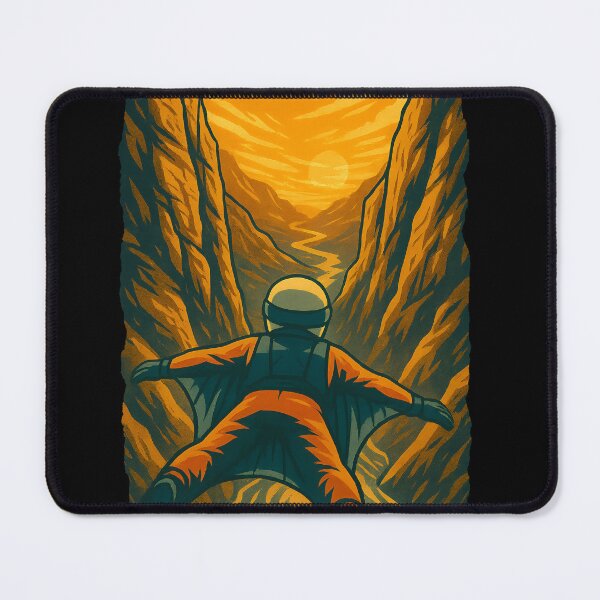 Item preview, Wingsuit Canyon Escape Retro Action Illustration designed and sold by Jack’s Shirts Craft.