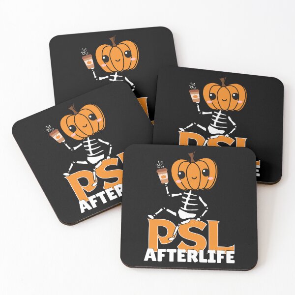 Item preview, Cute Skeleton with Pumpkin Spice Latte in the Afterlife – Fall Halloween Fun designed and sold by SunandShade.