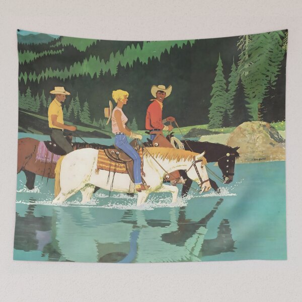 Item preview, Trail Ride Poster by Stan Galli for United Airlines, travel poster, horses, dude ranch, country western art, America travel posters designed and sold by heydayposters.