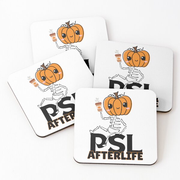 Item preview, Cute Skeleton with Pumpkin Spice Latte in the Afterlife – Fall Halloween Fun designed and sold by SunandShade.