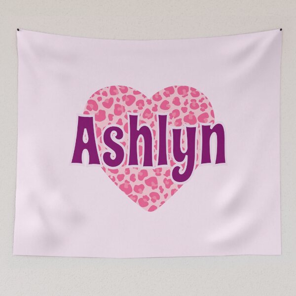 Item preview, Ashlyn Name Pink Leopard Heart  designed and sold by Jeallan Designs.