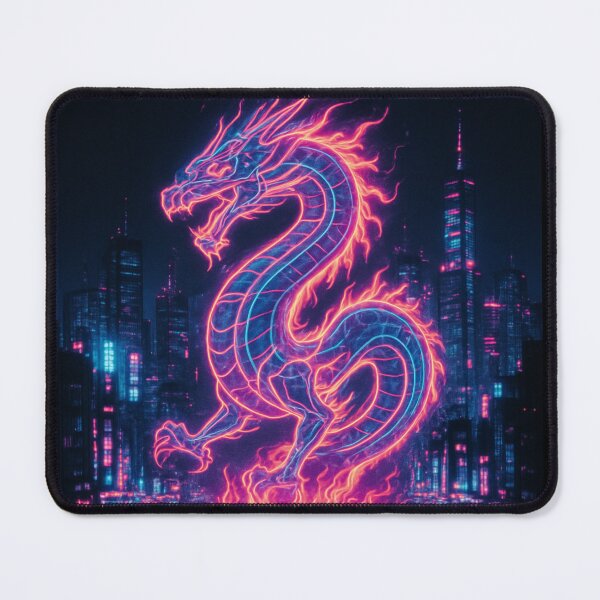 Item preview, Cyberpunk Neon Dragon | Futuristic Vaporwave City Art designed and sold by Loo Loo.