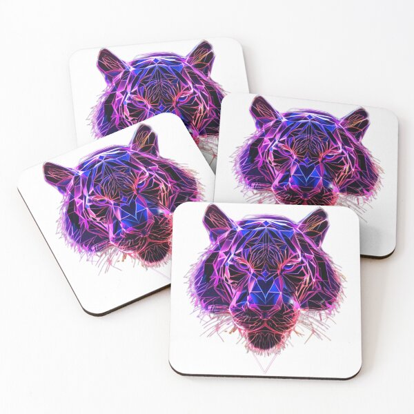 Item preview, Neon Tiger Face – Fierce Wildlife in Glowing Line Art designed and sold by Naturalite19.