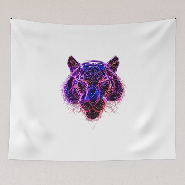 Item preview, Neon Tiger Face – Fierce Wildlife in Glowing Line Art designed and sold by Naturalite19.