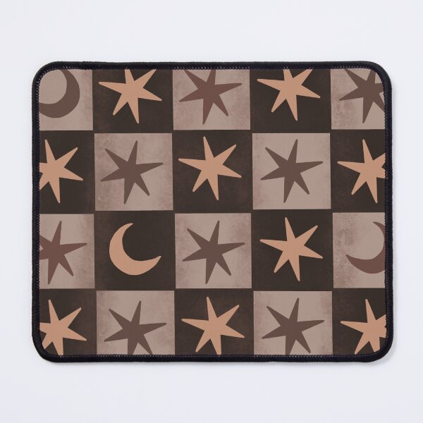 Item preview, brown moon & stars checkerboard print designed and sold by secondplacetheory.