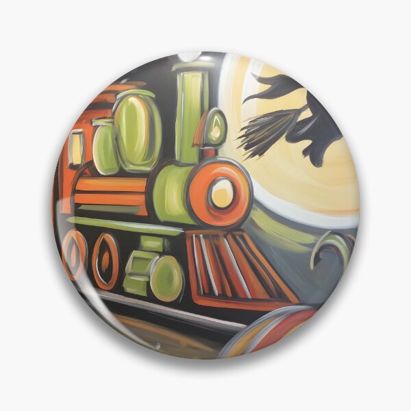 Item preview, Pumpkin Express Train Races Under a Glowing Halloween Moon with Flying Witch designed and sold by OlfactoART Studio.