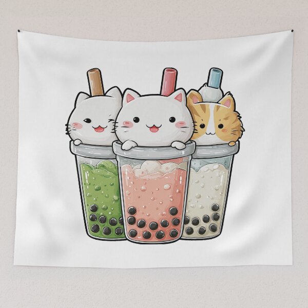 Item preview, Cute Boba Cat Bubble Tea Shirt Design designed and sold by ArgentoArt.