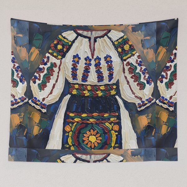 Item preview, Folkloric dress embroidered in various colors: dark red, navy blue, yellow, white, and blue. designed and sold by jotcar.