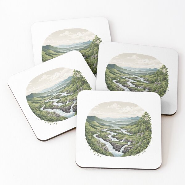 Item preview, Scenic River Valley Waterfall Illustration designed and sold by Apex Designs.