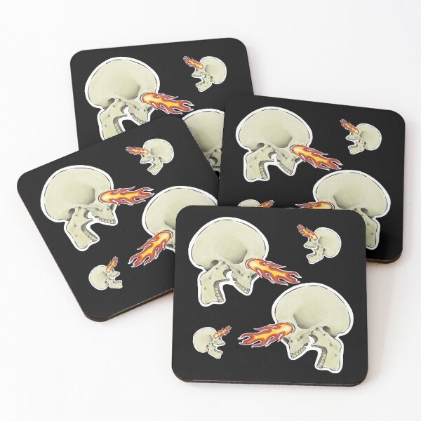 Item preview, Skulls with flaming eyes designed and sold by MetalTea.