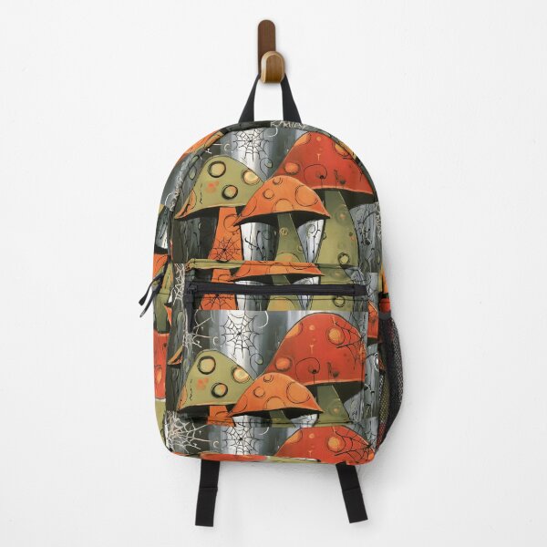 Item preview, Step Into a Whimsical Halloween Woodland with Bold Mushrooms Swirling Patterns and Spider Webs designed and sold by OlfactoART Studio.