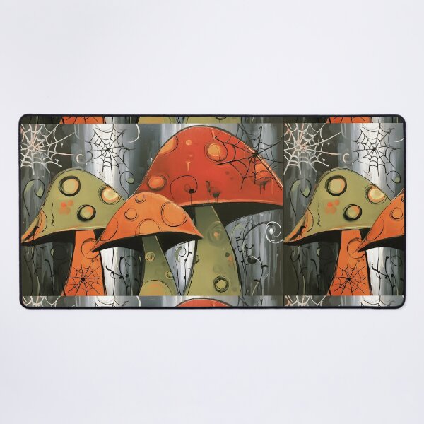 Item preview, Step Into a Whimsical Halloween Woodland with Bold Mushrooms Swirling Patterns and Spider Webs designed and sold by OlfactoART Studio.