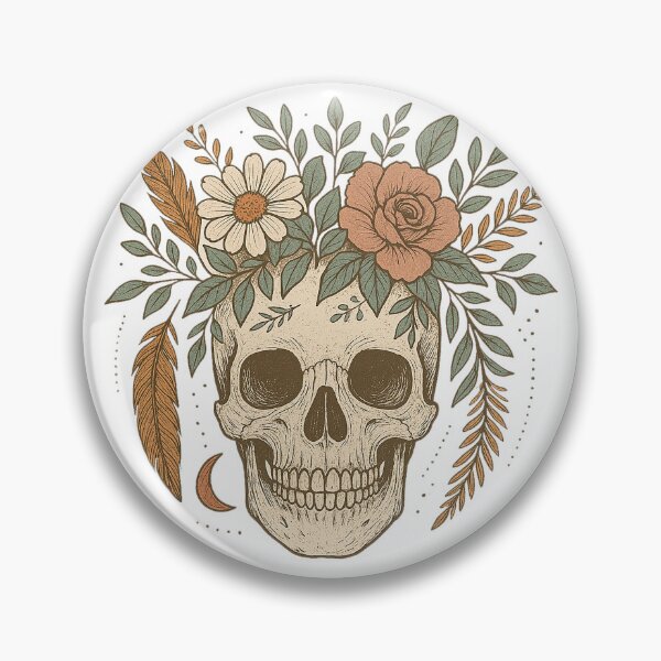 Item preview, Boho skull and flowers designed and sold by HEXANDGLOSS.