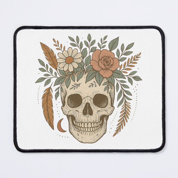 Item preview, Boho skull and flowers designed and sold by HEXANDGLOSS.