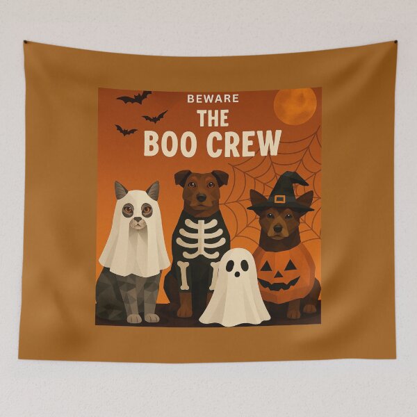 Item preview, Beware the Boo Crew – Halloween Pets in Costume Illustration designed and sold by GeoWild Designs.