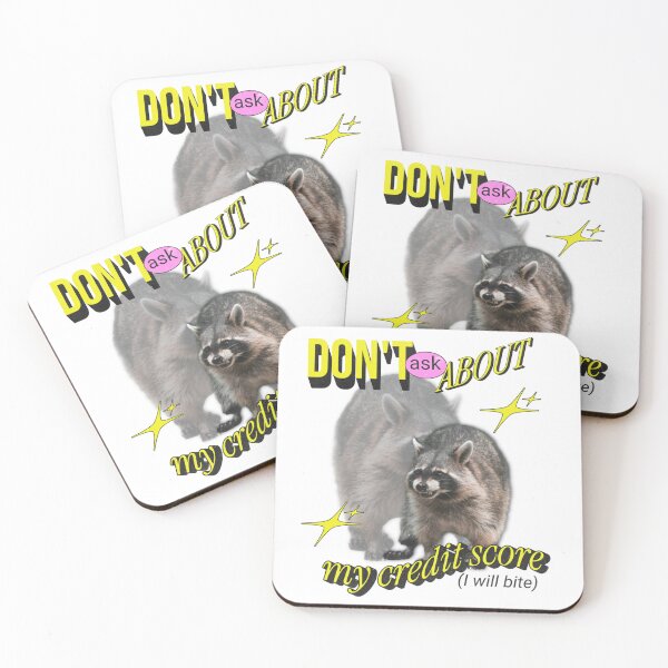 Aperçu de l'œuvre Raccoon funny ironic sticker cursed credit score gen z meme créée et vendue par DisgustangCO.