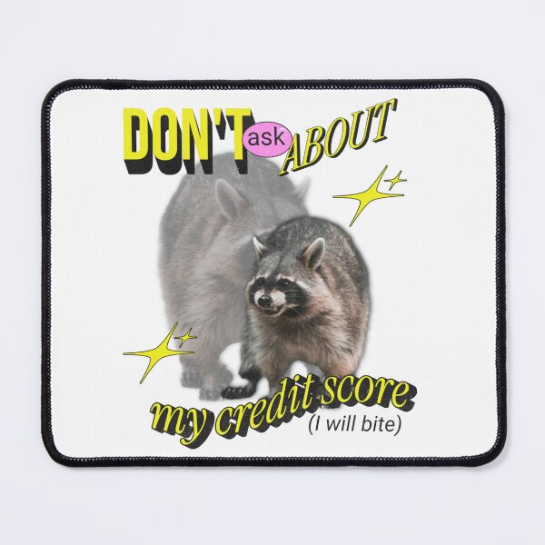 Item preview, Raccoon funny ironic sticker cursed credit score gen z meme designed and sold by DisgustangCO.