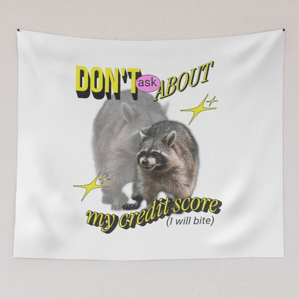 Aperçu de l'œuvre Raccoon funny ironic sticker cursed credit score gen z meme créée et vendue par DisgustangCO.