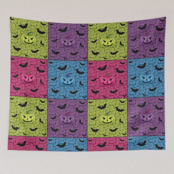 Item preview, Pattern with pumpkins and bats for Halloween in the style of modern art designed and sold by Cherevan.