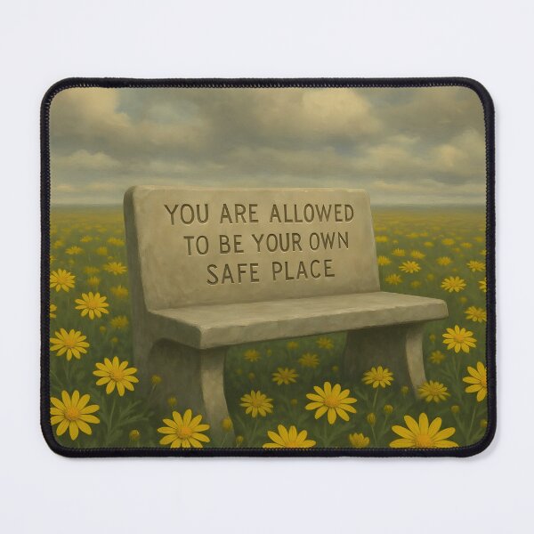 Item preview, You Are Allowed To Be Your Own Safe Place, Surreal Botanical Sketch, Affirmation Art With Golden Shrub Daisy Flowers designed and sold by MoMidoStore.