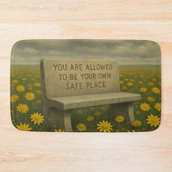 Item preview, You Are Allowed To Be Your Own Safe Place, Surreal Botanical Sketch, Affirmation Art With Golden Shrub Daisy Flowers designed and sold by MoMidoStore.