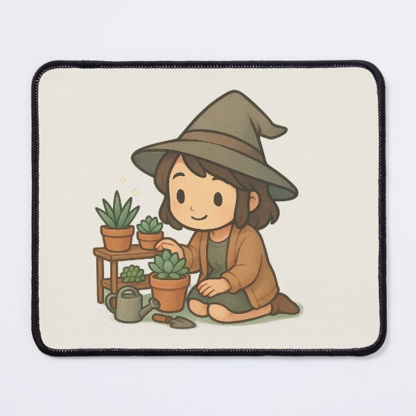Item preview, Chibi Witch Girl with Succulent Plants designed and sold by LuKreate.