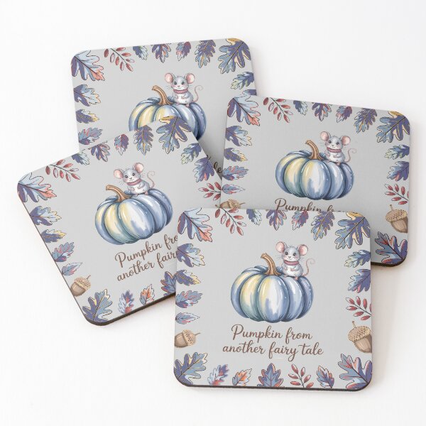Item preview, Blue Fall Pumpkins with Cute Mouse  designed and sold by WikaKowalczyk.