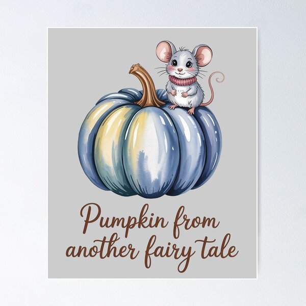 Item preview, Blue Fall Pumpkins with Cute Mouse  designed and sold by WikaKowalczyk.