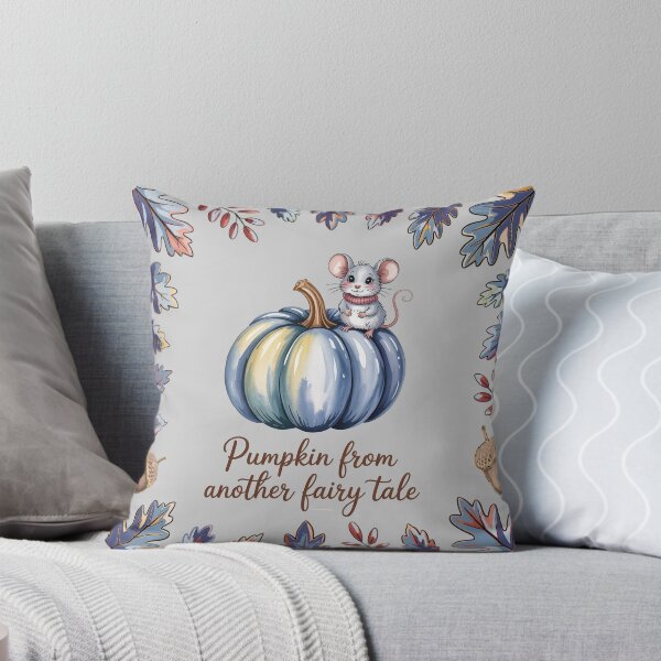 Item preview, Blue Fall Pumpkins with Cute Mouse  designed and sold by WikaKowalczyk.