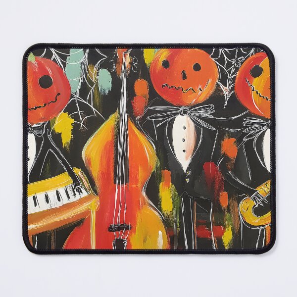 Item preview, Swing Into Halloween Concert with Jazz Anthropomorphic Pumpkins, Tuxedos, Bowties, Saxophone and Chelo designed and sold by OlfactoART Studio.