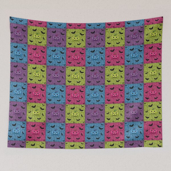 Item preview, Pattern with pumpkins and bats for Halloween in the style of modern art designed and sold by Cherevan.