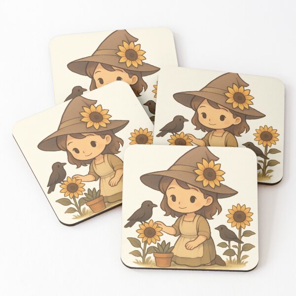 Item preview, Chibi Sunflower Witch Girl with Crows designed and sold by LuKreate.