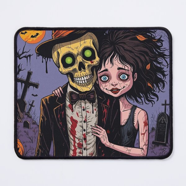 Item preview, Fancy dapper Skeleton man and Vampire girl cool horror art designed and sold by Vintage Designs +.