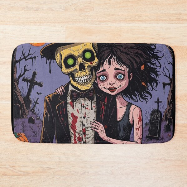 Item preview, Fancy dapper Skeleton man and Vampire girl cool horror art designed and sold by Vintage Designs +.