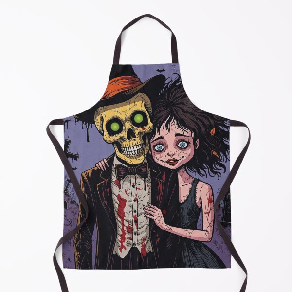 Item preview, Fancy dapper Skeleton man and Vampire girl cool horror art designed and sold by Vintage Designs +.