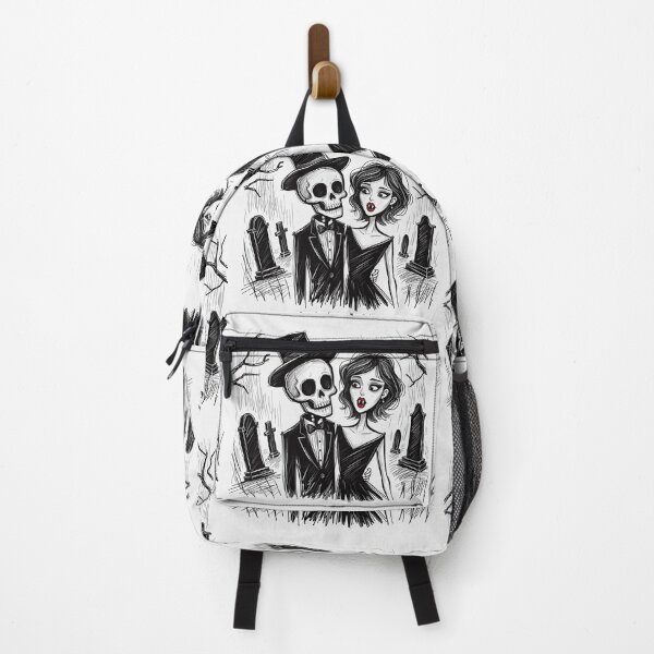 Item preview, Fancy dapper Skeleton man and Vampire girl cool horror art designed and sold by Vintage Designs +.