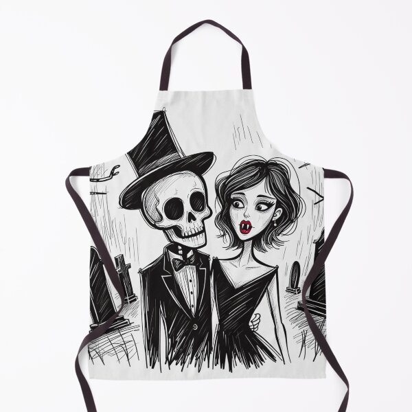 Item preview, Fancy dapper Skeleton man and Vampire girl cool horror art designed and sold by Vintage Designs +.