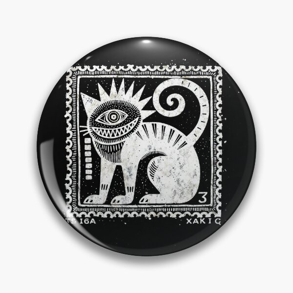 Item preview, white stamp of surreal cat designed and sold by Mike Kiev art.