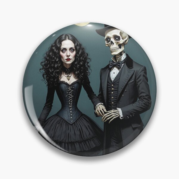 Item preview, Fancy dapper Skeleton man and Vampire girl cool horror art designed and sold by Vintage Designs +.