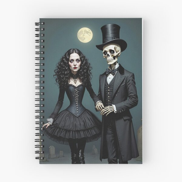 Item preview, Fancy dapper Skeleton man and Vampire girl cool horror art designed and sold by Vintage Designs +.